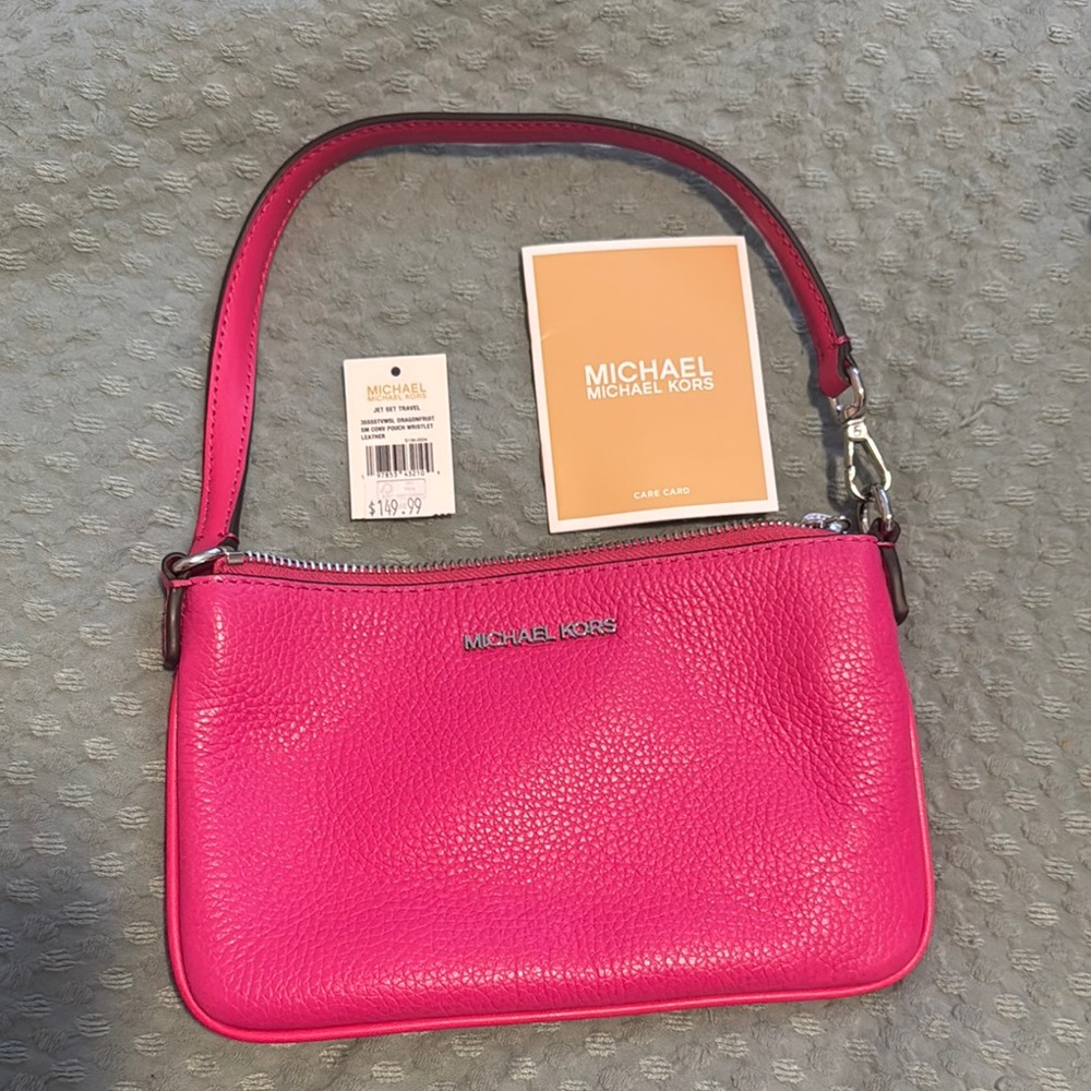 Michael Kors Pink Pebbled Leather Wristlet